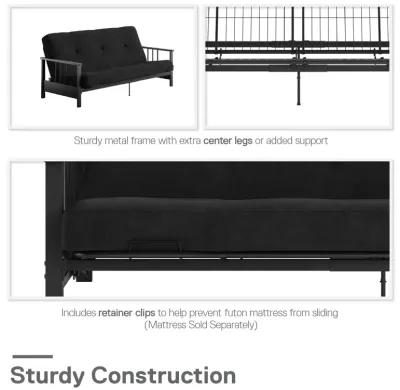 Bretta Contemporary Black Metal Arm Futon Frame