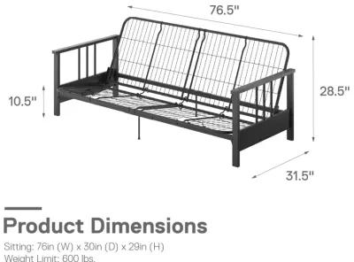 Bretta Contemporary Black Metal Arm Futon Frame