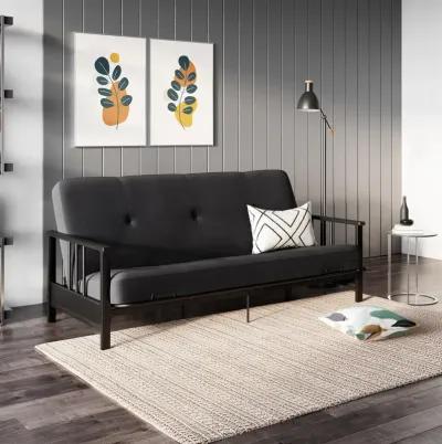 Bretta Contemporary Black Metal Arm Futon Frame