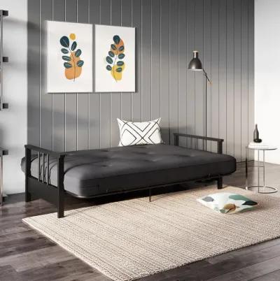 Bretta Contemporary Black Metal Arm Futon Frame