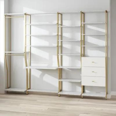 Gwyneth Closet System with 5 Shelves and 3 Drawers