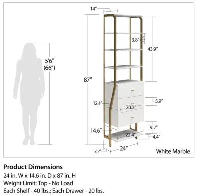 Gwyneth Closet System with 5 Shelves and 3 Drawers