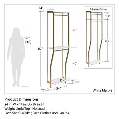 Gwyneth Closet System with 2 Shelves and 2 Hanging Rods