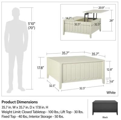 Her Majesty Lift Top Coffee Table with Hidden Storage