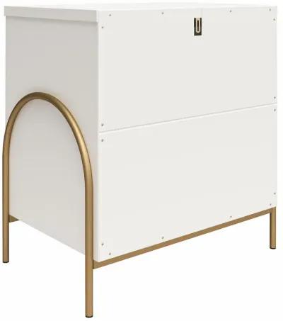 Anastasia Nightstand with 2 Drawers, Scalloped Details and Gold Accents