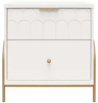 Anastasia Nightstand with 2 Drawers, Scalloped Details and Gold Accents