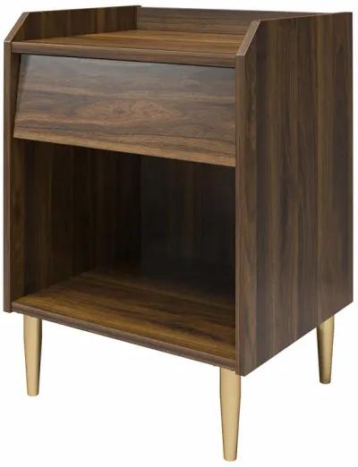 Remy Nightstand with 1 Drawer and Tapered Brassy Gold Legs