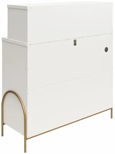 Anastasia 4 Drawer Dresser with Hutch, Scalloped Detail and Gold Accents