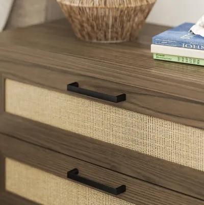 Lennon 2 Drawer Wide Nightstand with Faux Rattan