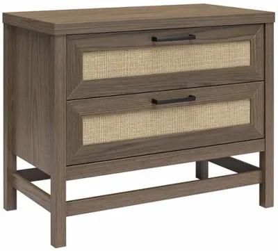 Lennon 2 Drawer Wide Nightstand with Faux Rattan