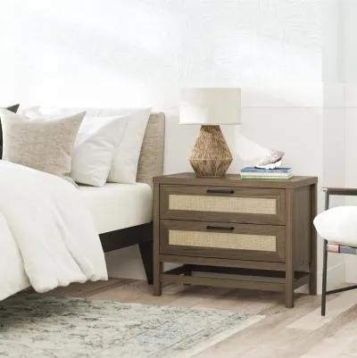 Lennon 2 Drawer Wide Nightstand with Faux Rattan