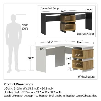 Nelson 2 Way Desk for 2 Work Stations with Cubbies or an L-Shaped Desk