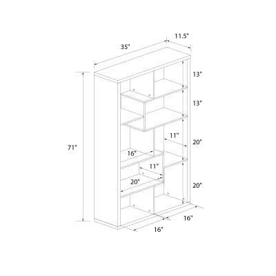 Leva Scandinavian Style Open Bookcase with Multiple Shelves