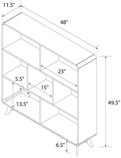 Leva Scandinavian Style Bookcase with 7 Open Cubbies