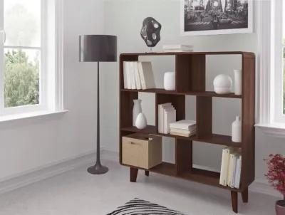 Leva Scandinavian Style Bookcase with 7 Open Cubbies