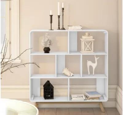 Leva Scandinavian Style Bookcase with 7 Open Cubbies