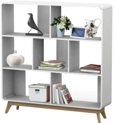 Leva Scandinavian Style Bookcase with 7 Open Cubbies