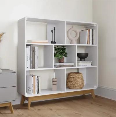 Leva Scandinavian Style Bookcase with 7 Open Cubbies