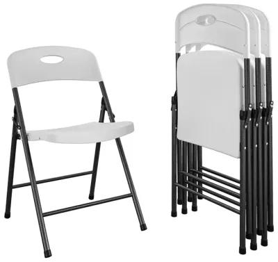 Solid Resin Plastic Folding Chair, Indoor/Outdoor, Double Braced, Set of 4