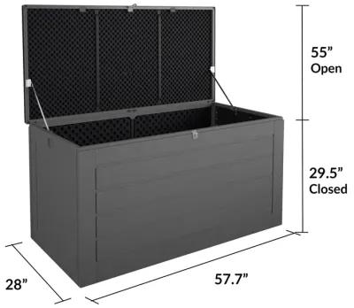 Outdoor Patio Deck Storage Box, Extra Large, 180 Gallons, Black and Charcoal