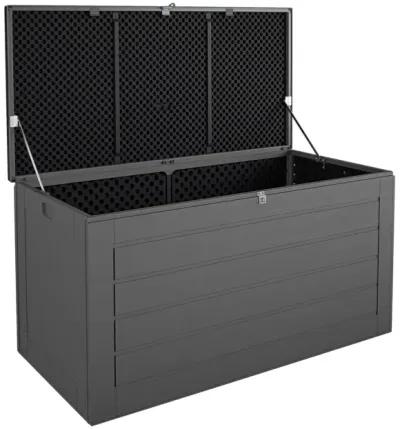 Outdoor Patio Deck Storage Box, Extra Large, 180 Gallons, Black and Charcoal