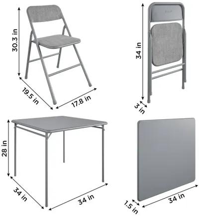 Premium 5-Piece Fabric Folding Chair & Classic 34"Vinyl Card Table Set