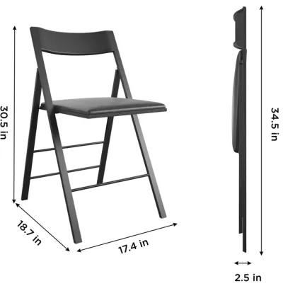 Modern Slim Line Vinyl Padded Folding Chairs, Set of 2