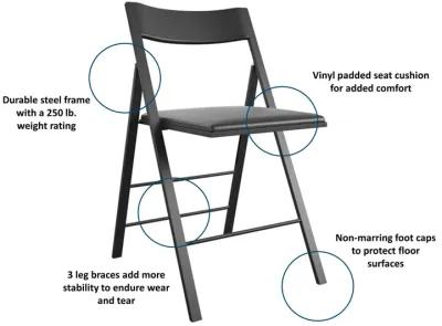 Modern Slim Line Vinyl Padded Folding Chairs, Set of 2