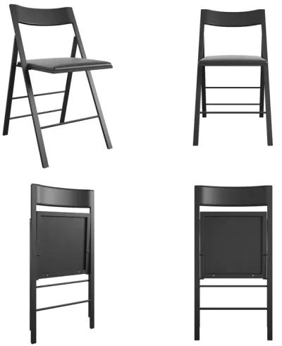 Modern Slim Line Vinyl Padded Folding Chairs, Set of 2