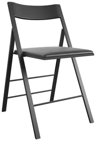 Modern Slim Line Vinyl Padded Folding Chairs, Set of 2