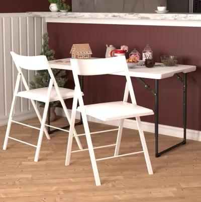 Modern Slim Line Vinyl Padded Folding Chairs, Set of 2