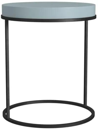 Perry Round Accent Table with a Black Metal Base