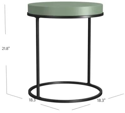 Perry Round Accent Table with a Black Metal Base