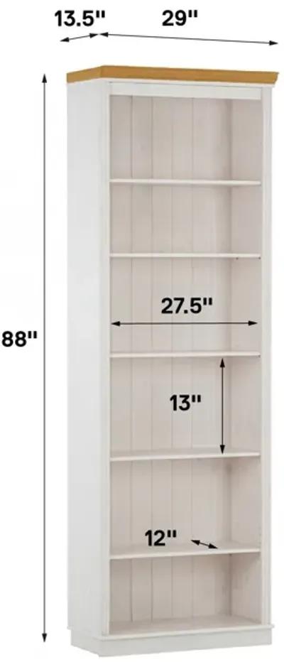 Anita Solid Wood 6 Shelf Open Bookcase