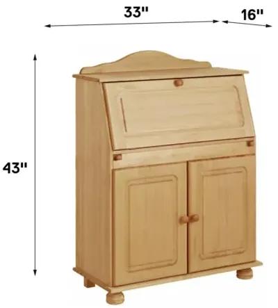 Chester Solid Wood Fold Out Storage Desk with Bottom Storage Cabinet