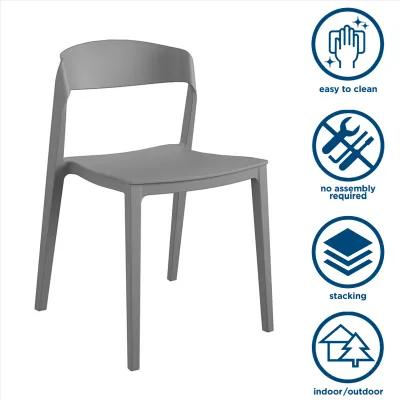 Outdoor/Indoor Stacking Resin Chair with Ribbon Back, Set of 2