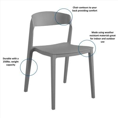 Outdoor/Indoor Stacking Resin Chair with Ribbon Back, Set of 2