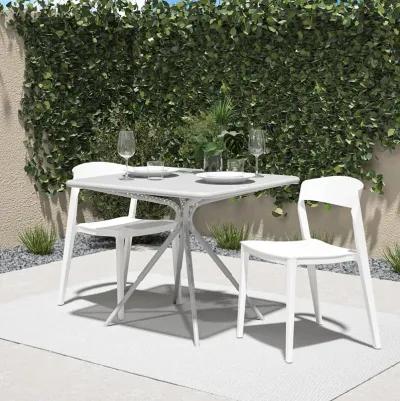 Outdoor/Indoor Stacking Resin Chair with Ribbon Back, Set of 2