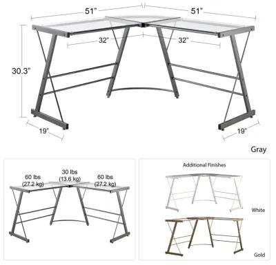 Latour Glass L-Shaped Computer Desk