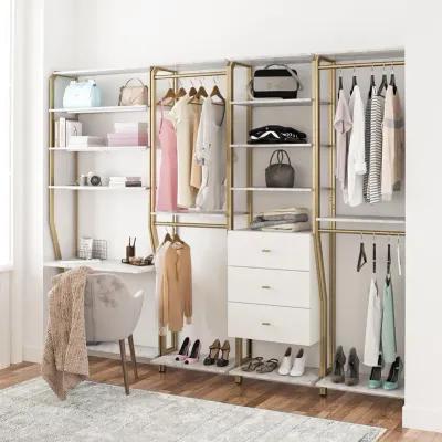 Gwyneth Closet 4 Piece Bundle-2 Hanging Rod, 1 Vanity & 1 Drawer Unit