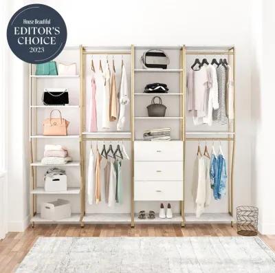 Gwyneth Closet 4 Piece Bundle-2 Hanging Rod, 1 Shelf & 1 Drawer Unit