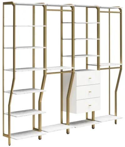 Gwyneth Closet 4 Piece Bundle-2 Hanging Rod, 1 Shelf & 1 Drawer Unit