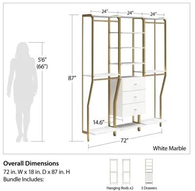 Gwyneth Closet 3 Piece Bundle- 2 Hanging Rod & 1 Drawer Unit