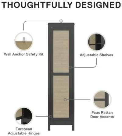 Amberly Tall 1 Door Cabinet with 4 Shelves