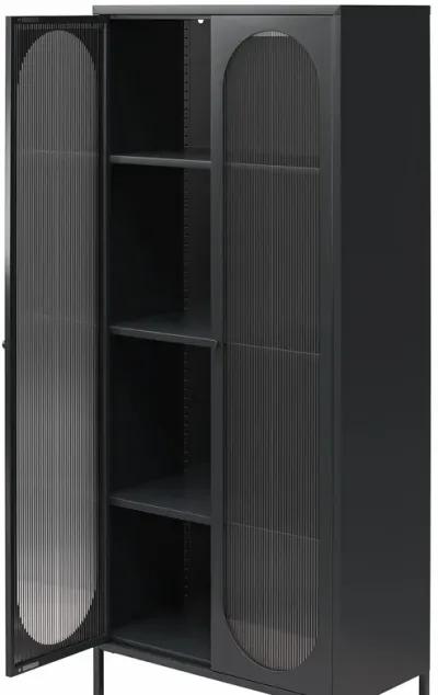 Luna Tall 2 Door Accent Cabinet with Fluted Glass