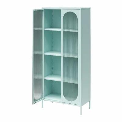 Luna Tall 2 Door Accent Cabinet with Fluted Glass