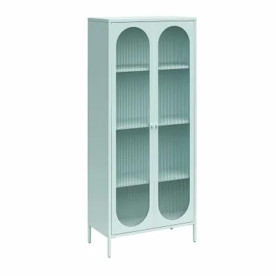 Luna Tall 2 Door Accent Cabinet with Fluted Glass