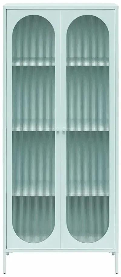 Luna Tall 2 Door Accent Cabinet with Fluted Glass