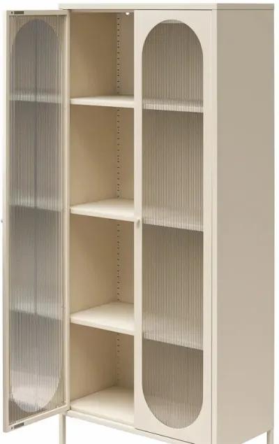 Luna Tall 2 Door Accent Cabinet with Fluted Glass