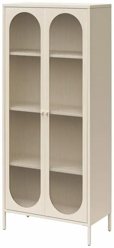 Luna Tall 2 Door Accent Cabinet with Fluted Glass